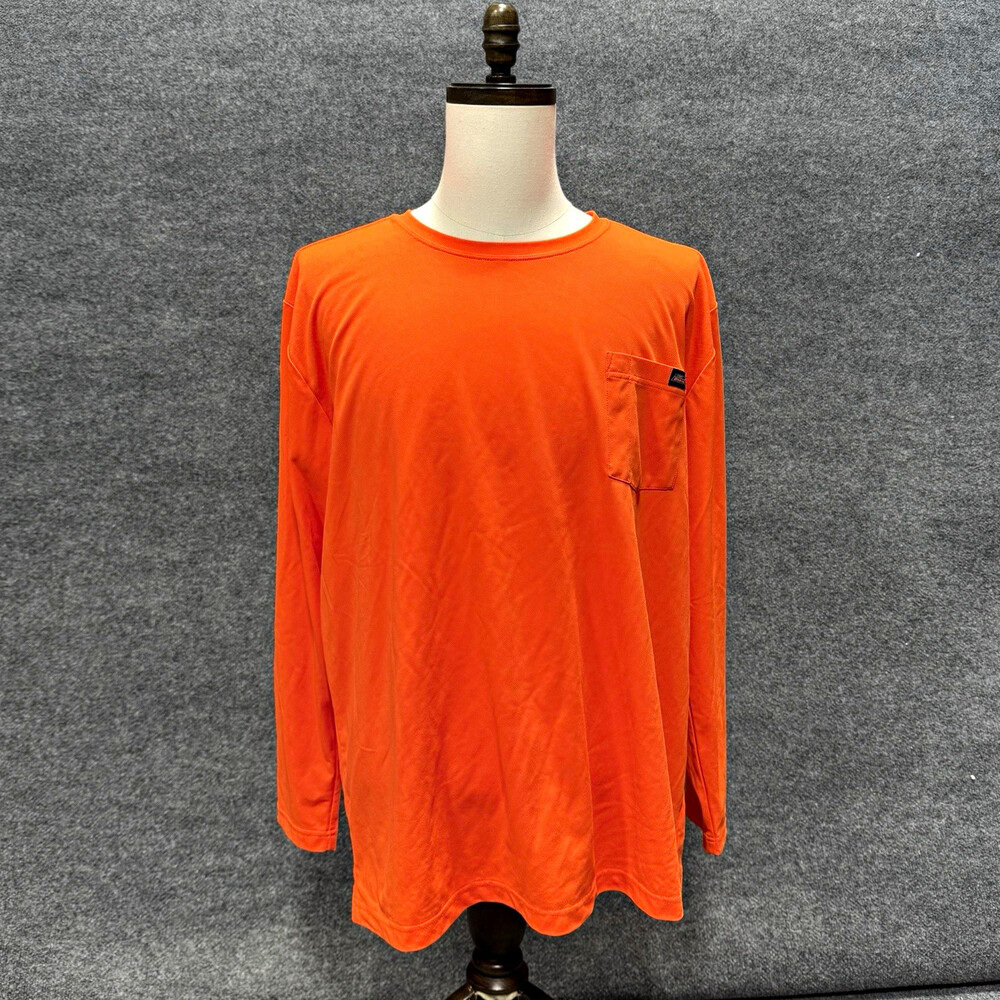 Dickies Men’s 2XL Orange Long Sleeve Pocket T-Shirt Performance Workwear